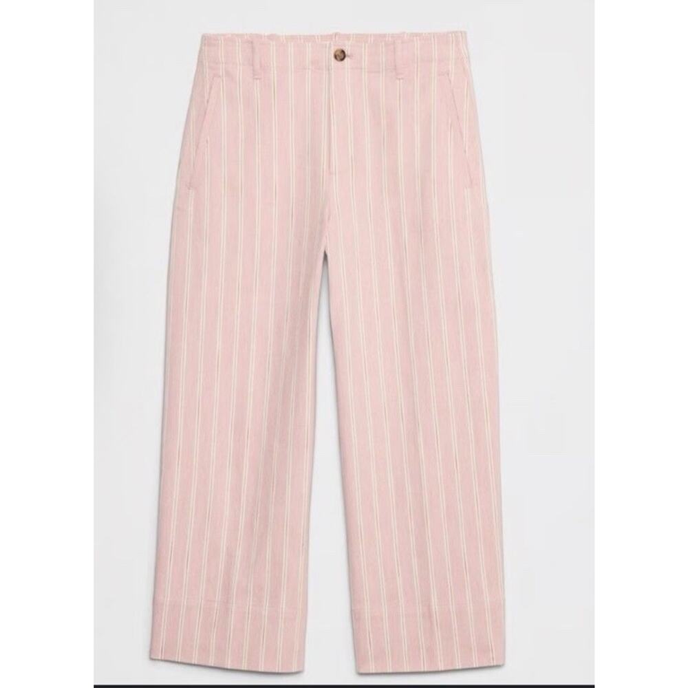 Banana Republic Twill Wide-Leg Cropped Striped Pant High Rise Stretch Sz 16